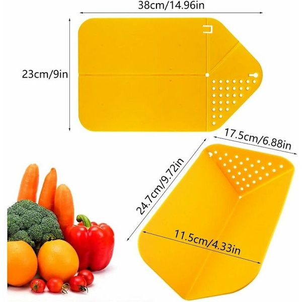 Vikbara skärbrädor, plastskärbräda med dräneringsfunktion, multifunktionell vikbar skärbräda för kök och picknick
