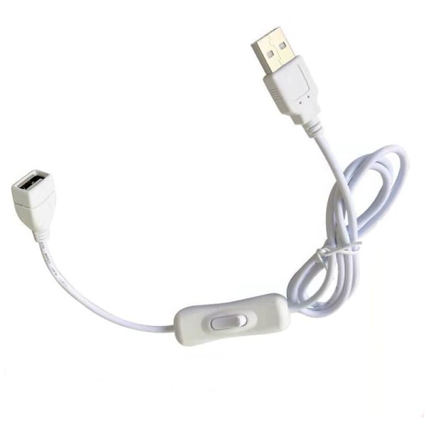 USB-kabel med ON/OFF-kontakt USB Han til Hun Forlængerledning 1M Hvid til LED Skrivebordslampe LED Strip