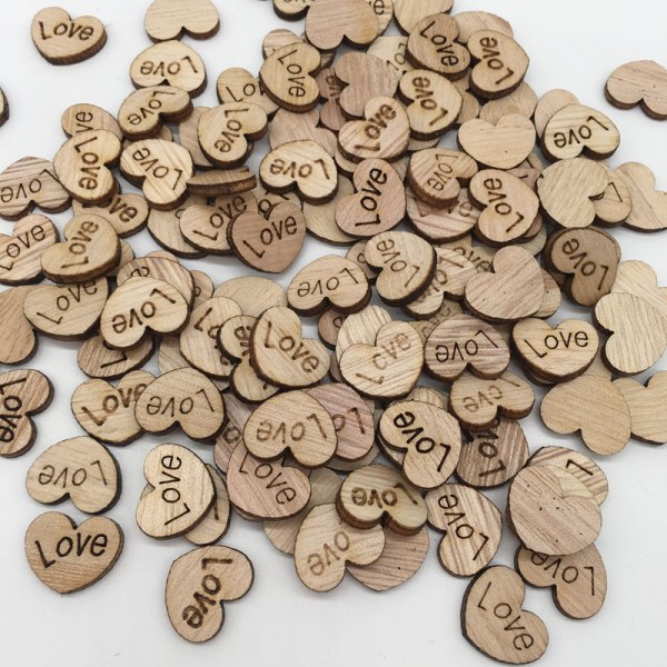 100 enkle mini træhjerteformede skivede kærlighedsmønstre kunst håndværk til bryllupsfest dekoration