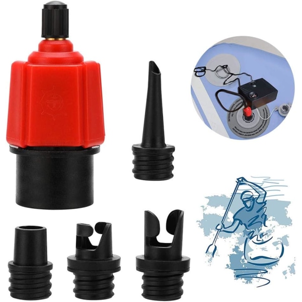 Båtluftsventilsadapterkit, båtventilsadapter gummibåtsuppblåsningsadapter, SUP-pumpkanotluftpumpsomvandlare för stand up paddle board/uppblåsbar rodd