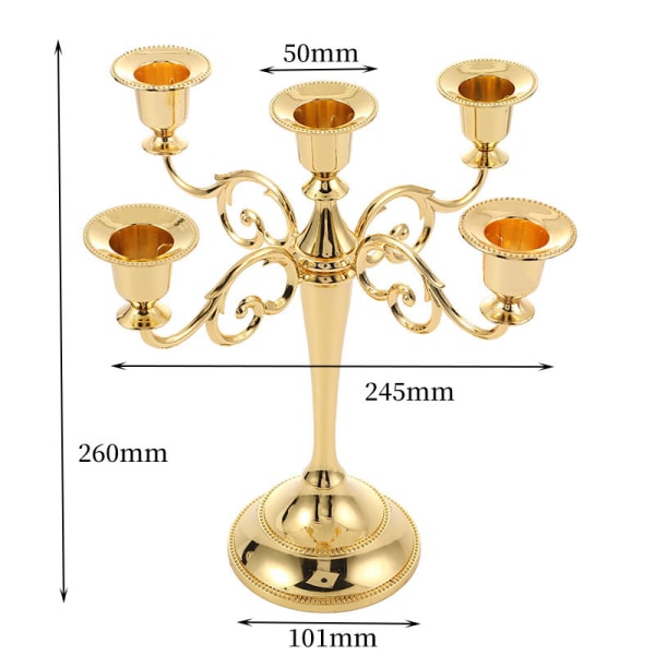 Guld Candelabra Lysestager-5 Arm Lysestager