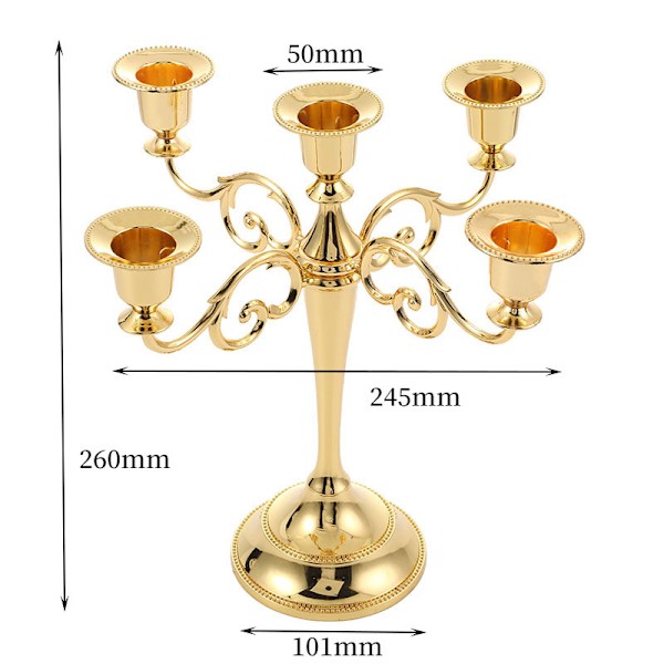 Gullkandelaber Lysestaker - 5 Arms Lysestaker