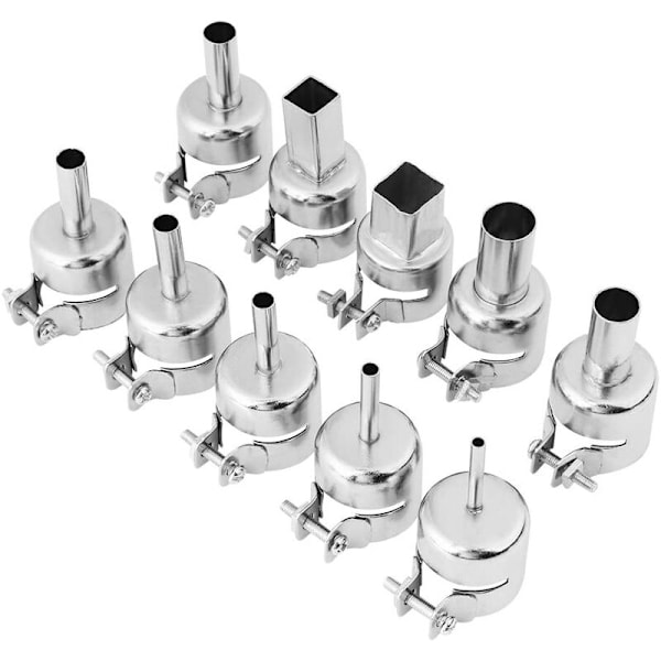 10 stk. rustfrit stål runde/firkantede svejsedyser kit til 850 850A 852 852D 852D + varmluft loddestation