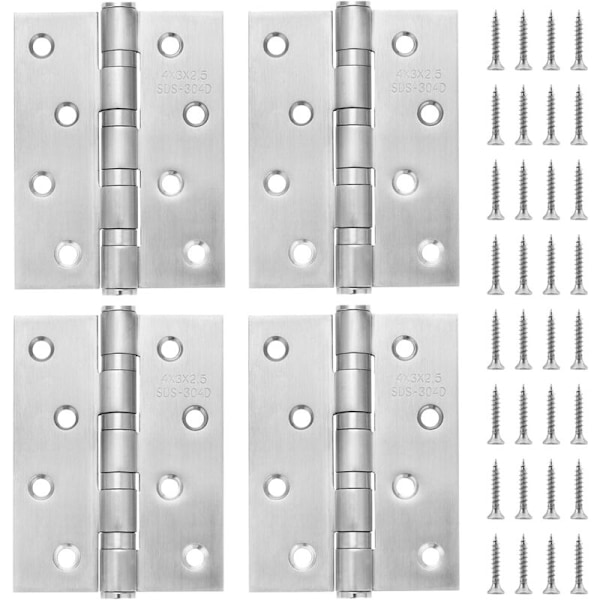 4-pack 4\" Rostfria Dörrgångjärn med 2,5 mm Tjocka Skruvar