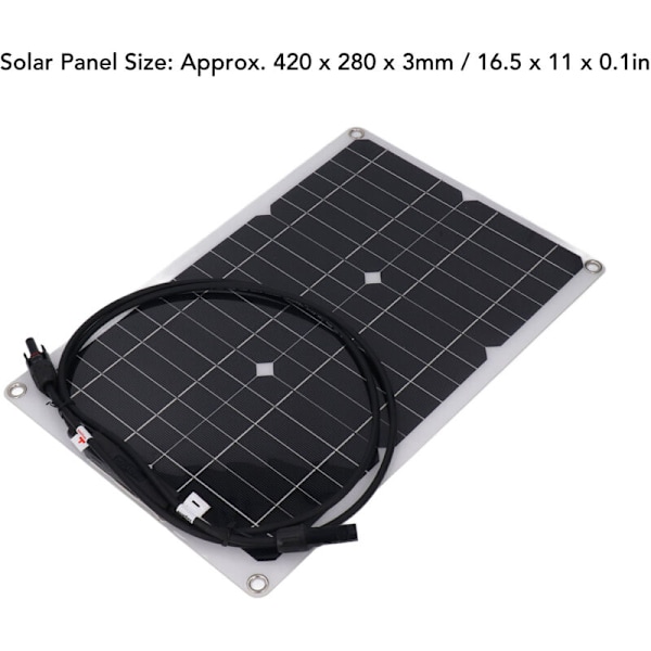 Flexibel solpanel 20 W 18 V Monokristallin solcellsladdning för 12 V batterisäkerhetskamera utanför nätverket