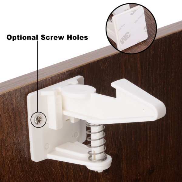 Hvit 10-pakning barnesikkerhetshengelåser - Usynlig sikkerhet for skap og skuff - for skapdør, skuff, skap, klesskap