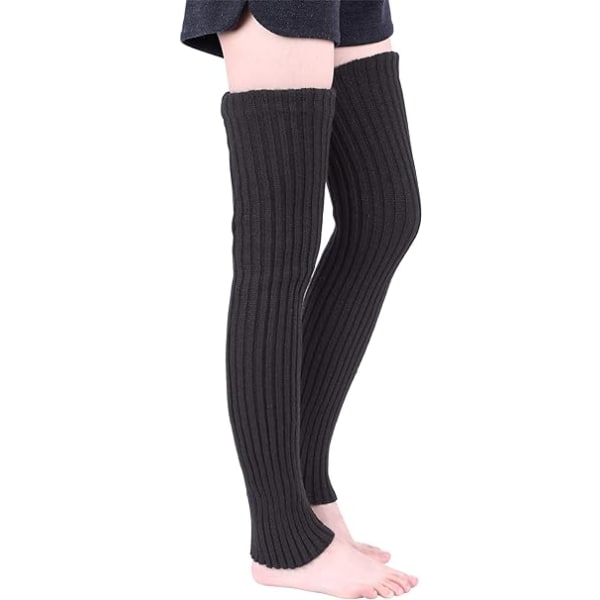 2 Pairs of 27.5 Inch Long Knitted Over the Knee Winter Leg Warmer High Footless Knee Socks for Women and Girls