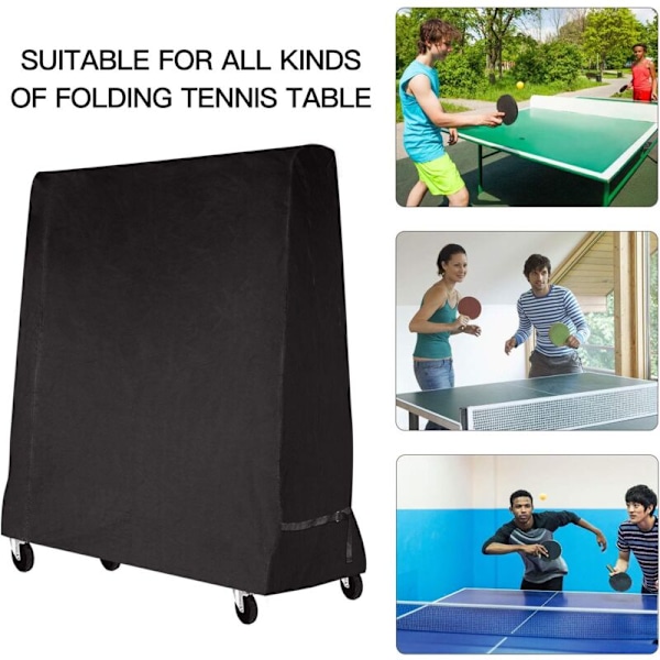 Pöytätennis Pöydän Vedenpitävä Suojus Pingispöydälle 165 x 70 x 185 cm Musta