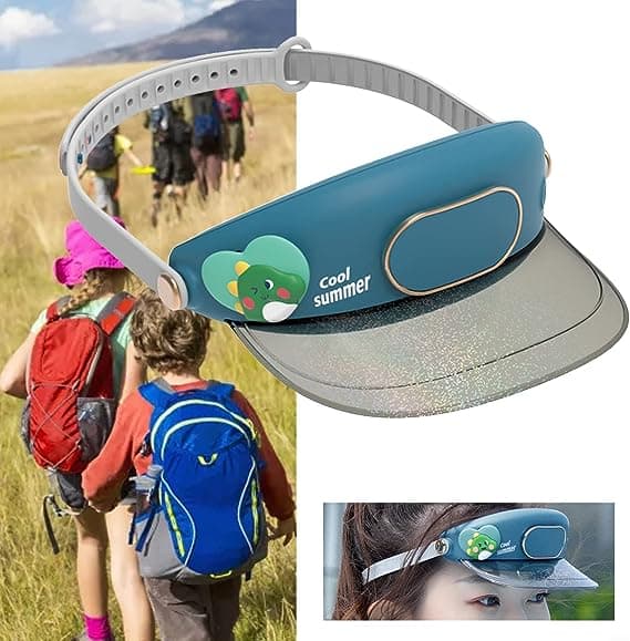 Ventilator Kølehat Ventilator Hat Solhat Udendørs Snapback Hat Justerbar Sommerhat Solbeskyttelse Solenergi Hat(cyan)