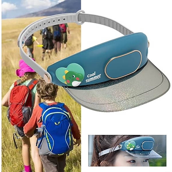 Vifte Kjøligere Cap Vifte Cap Solhatt Utendørs Snapback Cap Justerbar Sommerhatt Solbeskyttelse Solenergihatt(cyan)