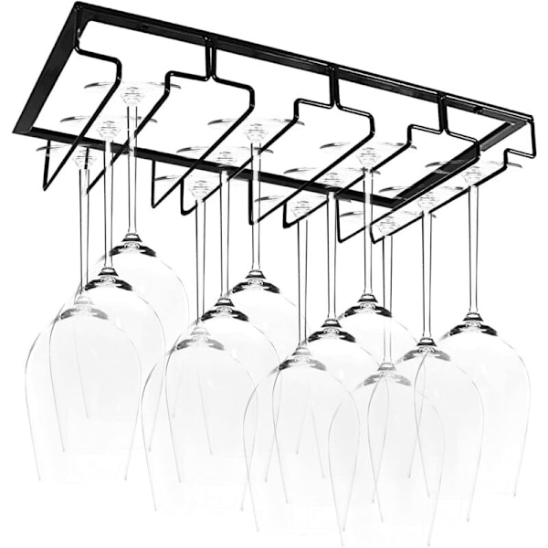 Hengende vinglassholder i jern, med 4 skinner, for 8-12 glass, 40 x 22,5 x 5,5 cm, for barer, vinkjellere, kjøkken (4 skinner)