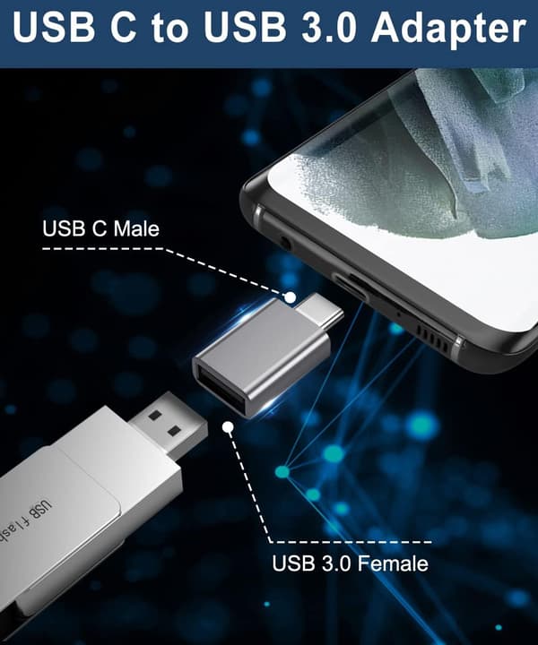 Hopea - 3-pakkaus USB C -uros USB 3.0 -naarasadapteri, Thunderbolt