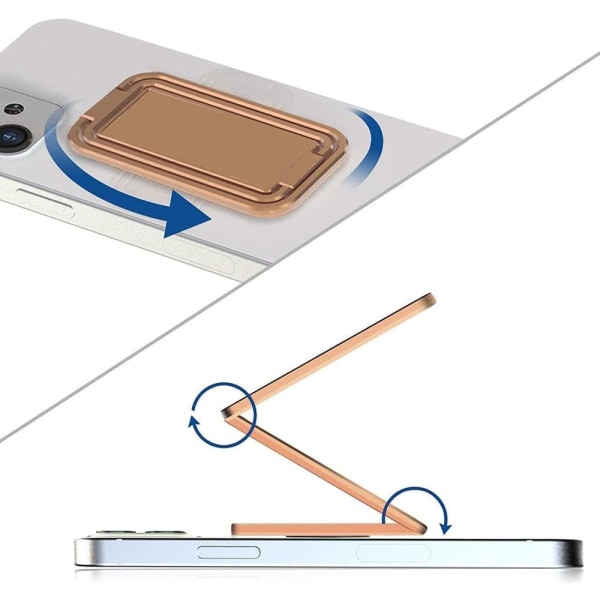 Ruusukulta - 1 kpl puhelinrengas, 360° kierto, säädettävä, sinkkiseos, yleinen puhelinteline kaikille puhelimille ja tableteille -