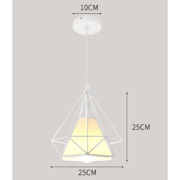 Hengende lampe, lysekroneVintage fuglebur lysekrone i form av en diamantpyramide i smijern 25cm (uten hvit lyskilde)