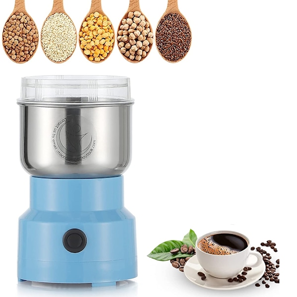 150W Multifunksjonell Kvern for Kaffe, Superfin Kvern for Kaffe, 100ml Bærbar Elektrisk Krydderkvern, Rustfritt Stål, for Kaffe (Blå)