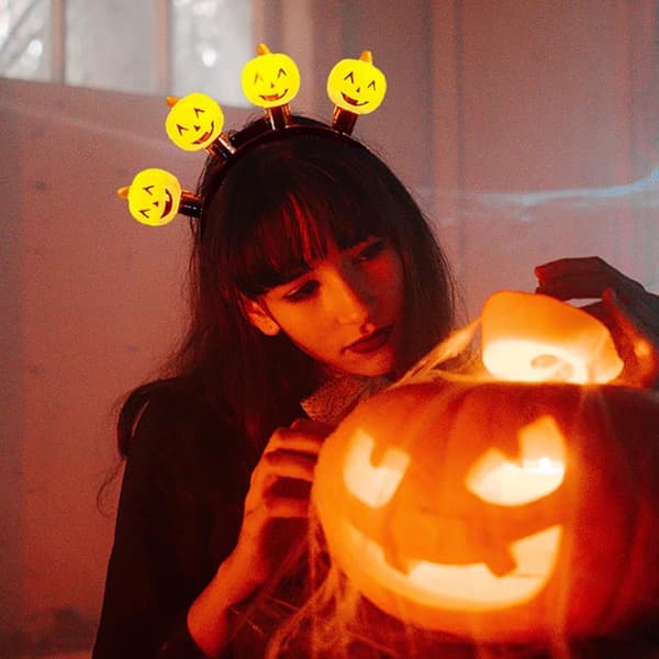 Glødende Gresskar Hodebånd LED Halloween Hodebånd Glødende Hodebånd Hodebånd Kostymefest Dekorasjon Dame Hårtilbehør
