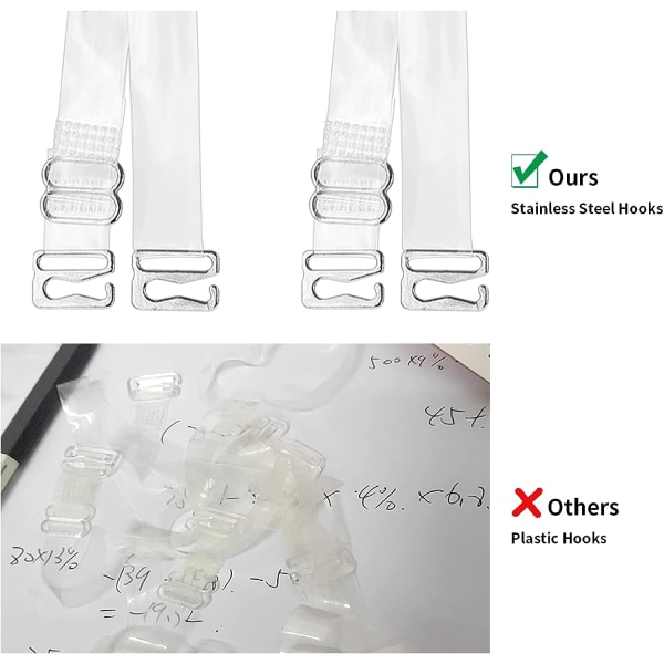 4 par usynlige gjennomsiktige BH-stropper (1,2 cm), sklisikre adj