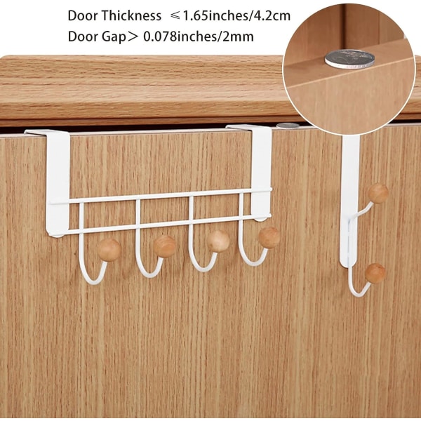 Over the Door Hooks, 2-Piece Sturdy Metal Over the Door Clothes Rack Door Clothes Rack for Hanging Clothes, Hats, Robes, Towels, Purses, Located in