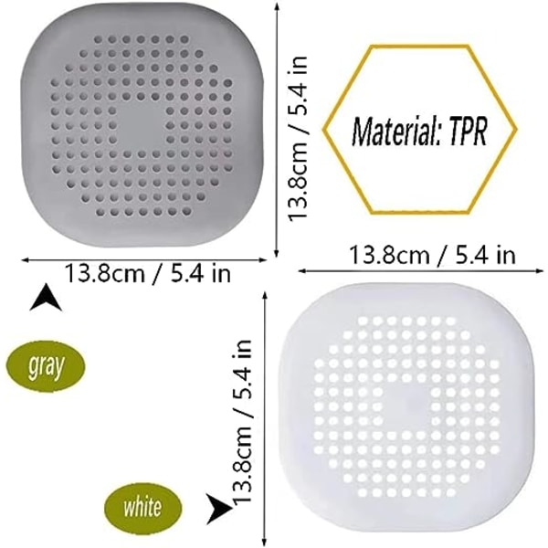 2-pack silikonavloppsskydd (vit + grå), diskbänk Str