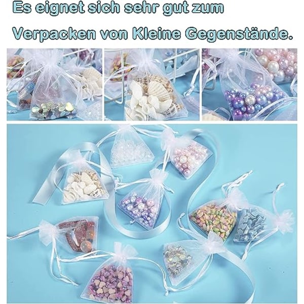 100-pack vita organza påsar, 7 x 9 cm, organza presentpåse, smyckespåse, bröllopspåsar, lavendelpåsar, bröllopsgåva