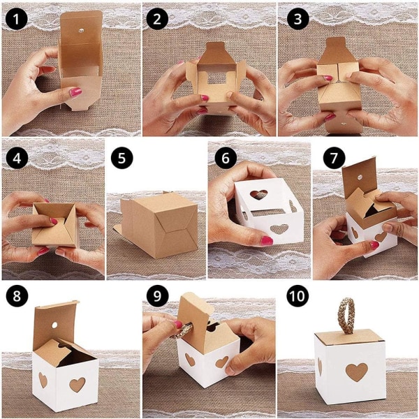 50 st kartong presentförpackning, bröllopsfestlåda, bröllops godis presentförpackning, presentförpackning, liten kraft tom presentförpackning för choklad, smycken, födelse