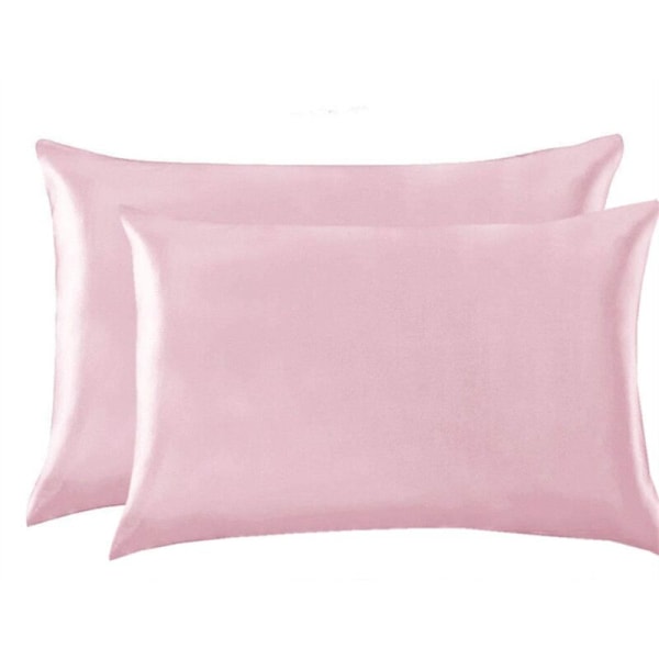 Luksuriøst satengputetrekk - Standard satengputetrekk med glidelås, lys rosa (sett med 2) 50 x 66 cm