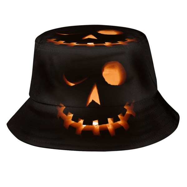 Halloween pumpkin bucket hattu miehille ja naisille, muodikas unisex print Halloween kaksipuolinen bucket hattu