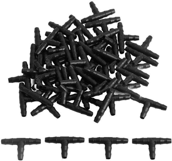 100 stk. T-slangefitting 4/7mm - T-fitting-stik PVC-vanding
