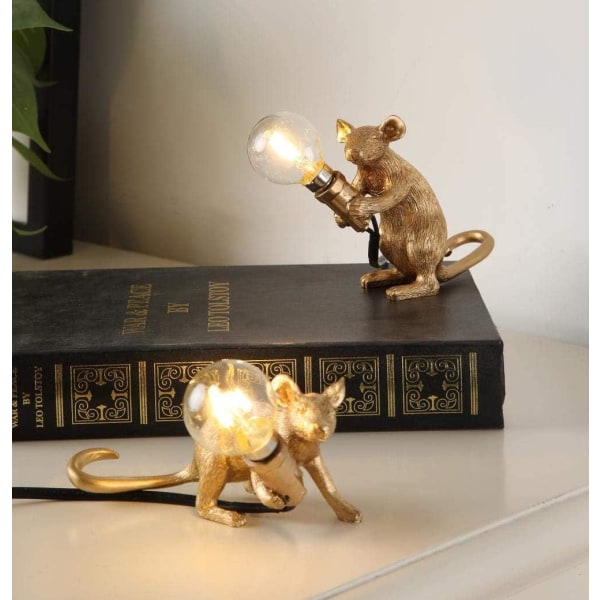 Muse skrivebordslampe Kreativ harpiks skrivebordslampe, sengebordslampe, læselampe, perfekt lampe til hjemmet og ethvert sted du kan lide == Harpiks vippelig, guld [Energi L