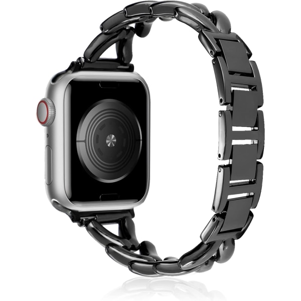 Svart - Rem kompatibel med Apple Watch 41mm 40mm 38mm Serie 8/7/6/5/4/3/2/1, Kvinners rustfritt stål tynn metall erstatningsrem for iWatch SE/S