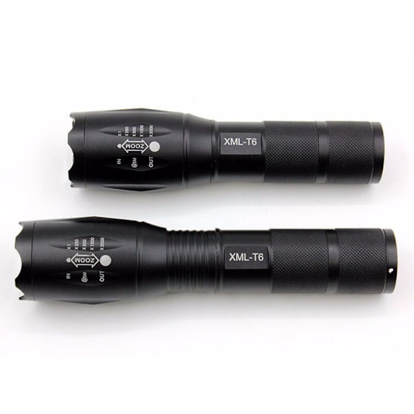 Ultra kraftfull LED ficklampa, 1000 lumen, zoombar, 5 ljuslägen, stöttålig för nödsituationer, vandring, camping, 2-pack