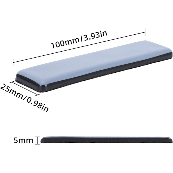 Tunge møbelglider selvklæbende teflon puder rektangel anti-vibration møbelglider blå/sort skrid super glider (8 stykker 25mm*100mm)