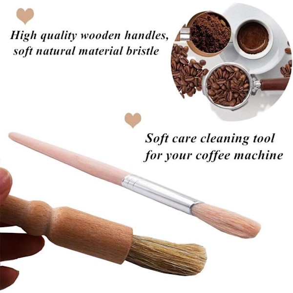 Set med 5 professionella kaffeborstar med rengöringsborste i trä och nylon espressoborste för kaffemaskin