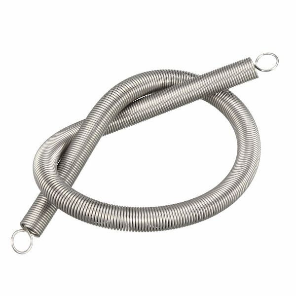 Utvidet strekkfjær, 11,9 mm ytre diameter 0,38 m fri lengde rustfritt stål liten dobbel krok strekkfjær for mekanisk konstruksjonsindustri