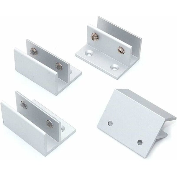 Set med 4 F-formade glastänger, väggstöd, duschtänger, hylla, åtdragningspaneler 10–12 mm