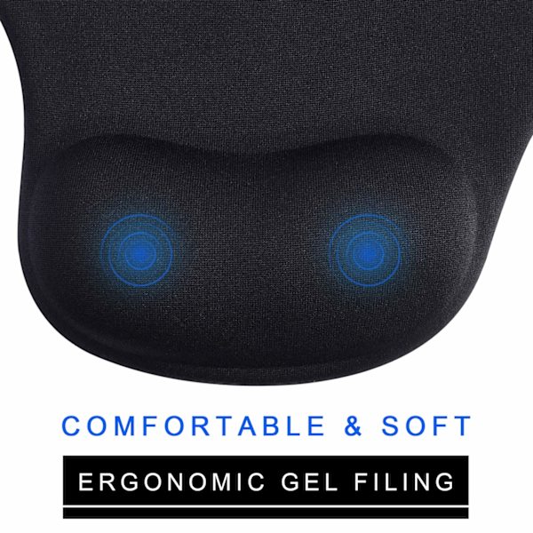 2 st ergonomiska och musmattor med bekvämt och svalt gelhandledsstöd och lycra, halkfri PU-bas för enkel skrivning, smärtlindring, hållbar och tvättbar