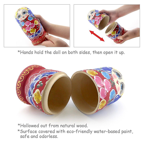 Ryska Nesting Dolls Ryska Nesting Dolls Trä Stapelbara Nesting Set 7 Delar Handgjorda Leksaker Barnpresenter