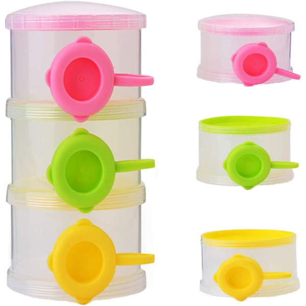 Baby mjölkpulverlåda, formelpulverdispenser, bärbar formelpulverdispenser, 3 lager bärbar mjölkpulverdispenser för utomhusresor