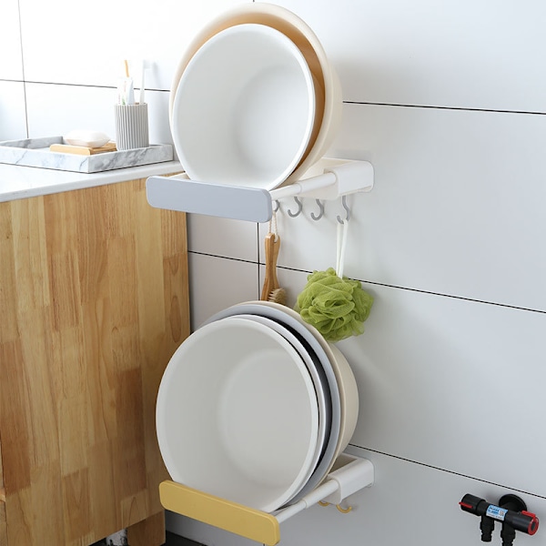 Grå Punch Free Retractable Skjult Vaskestativ Toilet Opbevaringsstativ Badeværelse Opbevaringsstativ