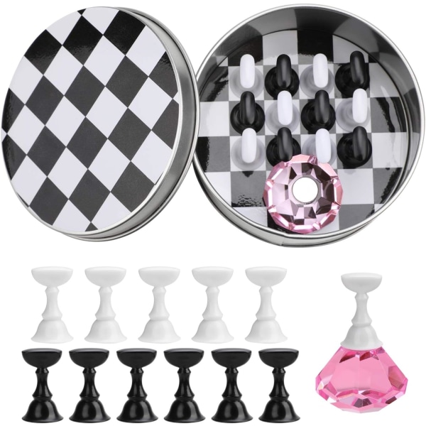 Magnetisk Nail Art Display Stand, fingertupp Chess Display Stand Na