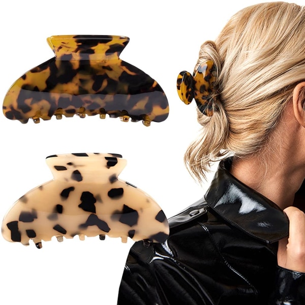 2PCS hårklämma banan clips sköldpadda spännen celluloid fransk design spännen celluloid leopard print stora modeaccessoarer för kvinnor flickor