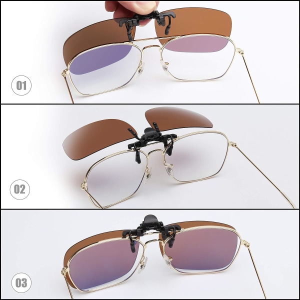 Polariserede Clip On-solbriller med flip-linser