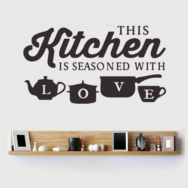 Dette køkken er krydret med kærlighedsvægklistermærker til køkkendekorationer