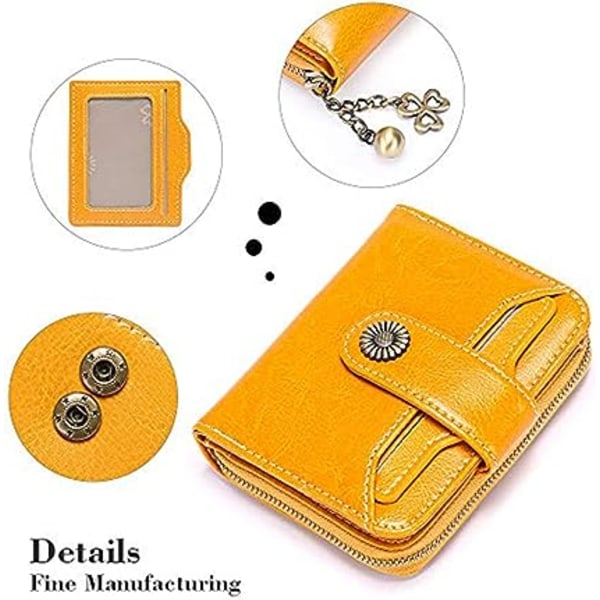 Naisten lompakko, nahkainen kolikkokukkaro, lyhyt rahalaukku naisten RFID-lohko