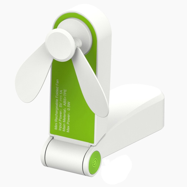 Grøn Mini bærbar lommeventilator, skrivebordsventilator, med USB, genopladelig,