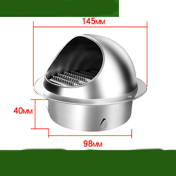Pyöreä ilmastin ruostumattomasta teräksestä valmistetulla ritilällä Pyöreä ritilä tuuletusaukko seinän poistoilmanvaihto 100mm 100mm