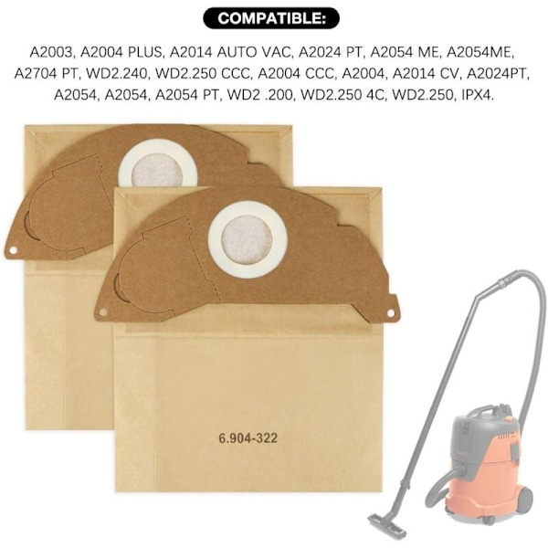 Sett med 10 støvsugerposer for Karcher 6.904-322.0