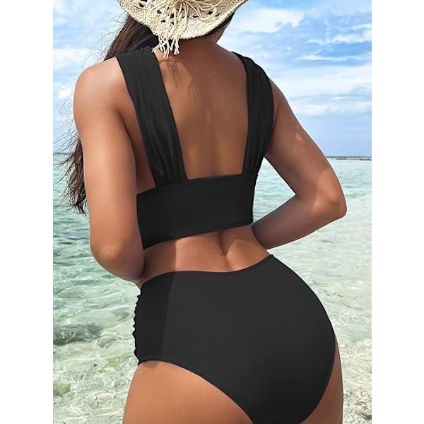 Dames 2-delt badedragt Criss Cross Ruched S