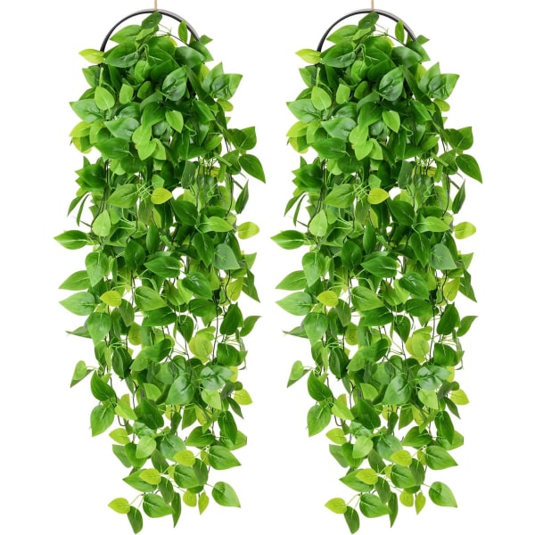 2PCS Konstgjorda Hängande Växter Falska Murgröna Blad för Vägg Hem Veranda Trädgårdsdekoration
