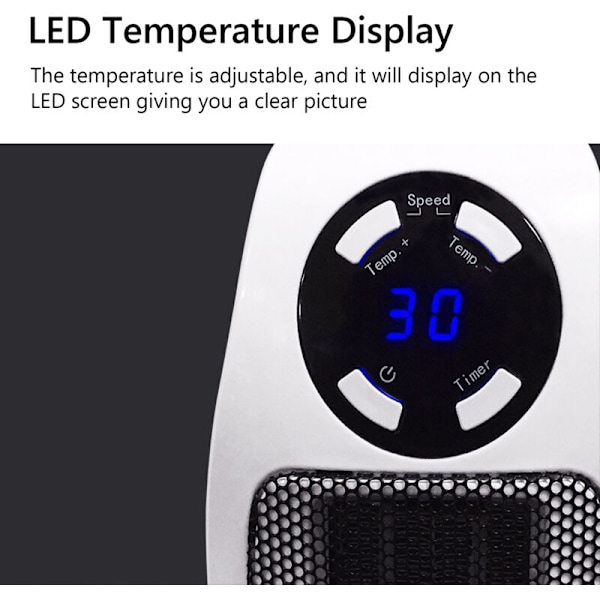 500 watt blæser keramisk mini varmeblæser bærbar varmeblæser med termostat og timer, til skrivebord, soveværelse, stue